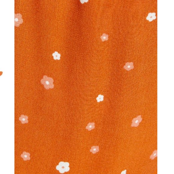 NWT Floral Boho Crop Top Blouse Womens XS Rust Orange White Flowers Tie Back - Picture 3 of 5